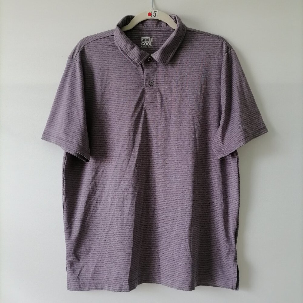 32 Degree Cool Mens Plum Purple Short Sleeve Striped Polo T-Shirt Size L